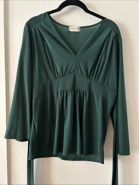 Jon & Anna Forest Green V-Neck Gathered Empire Waist Blouse